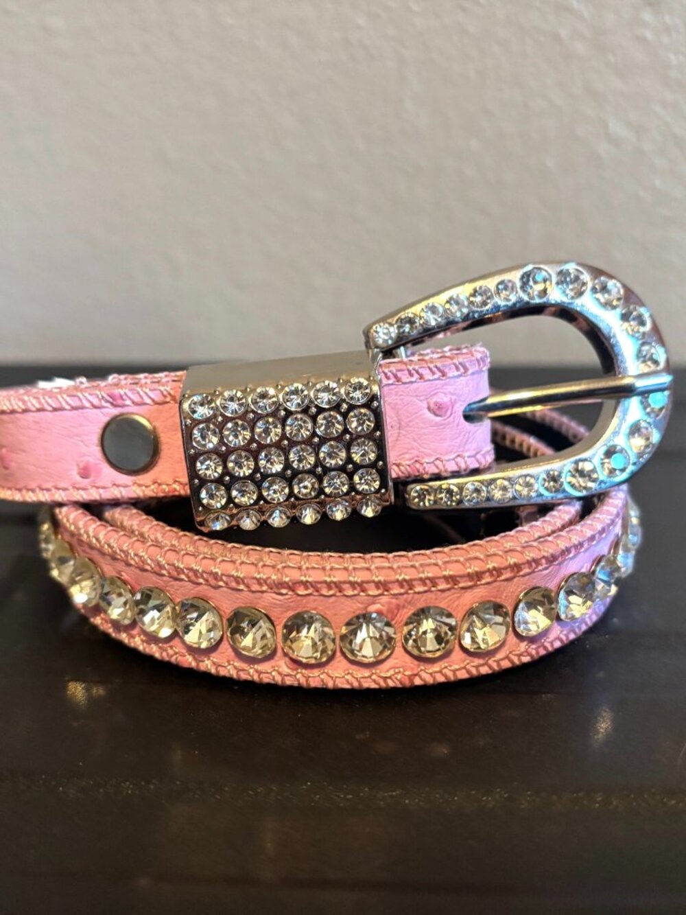 Girls Shyanne Pink Rhinestone Western Belt - Size 26